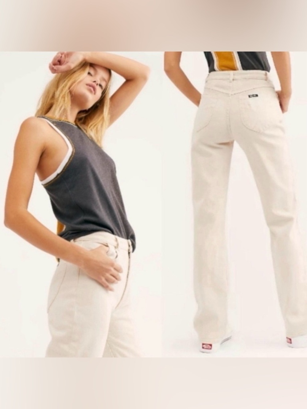 ROLLA'S High Rise Straight Jeans Cream
